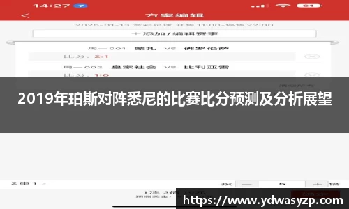 2019年珀斯对阵悉尼的比赛比分预测及分析展望